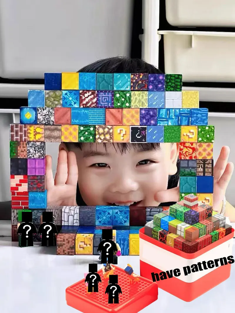 Caja de almacenamiento de bloques de construcción magnéticos, cubo de almacenamiento de bloques de juguete para aperitivos, contenedor organizador de plástico, juguetes de montaje DIY para regalo de niños