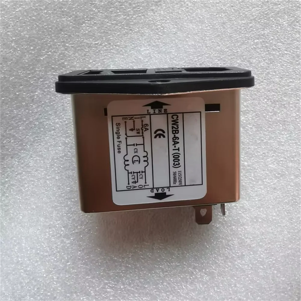 Single-Phase AC Power Filter Socket 220V Red with LED Light CW2B-6A-T(003)