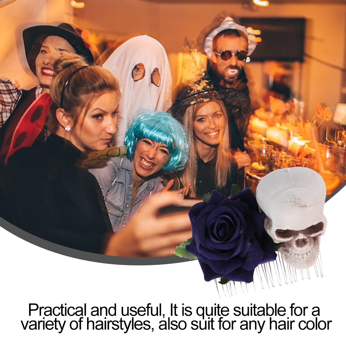 

2 Pcs Hair Comb Skull Clip Women's Clips LED Resin Halloween Hand Hairpins