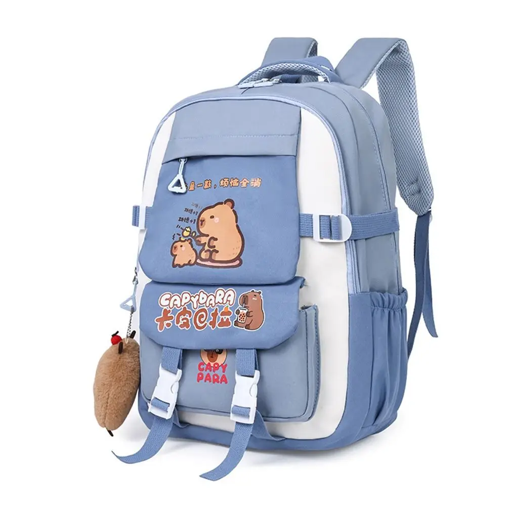 Spacious Nylon Capybara Backpack Large Capacity Lightweight Children's Backpack Alleviate Burden Capybara Bookbags School Use