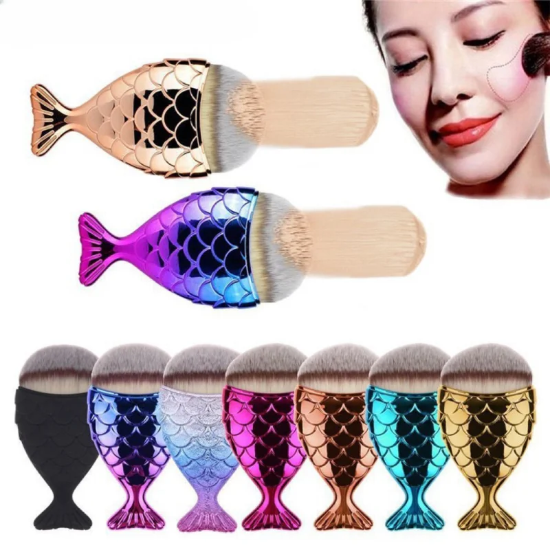 1pc Fish Tail Shape Nail Brush Fishtail Bottom Cosmetic Brushes Soft Cleaning Dust Powder Nails Care Manicure Tool Nail Brushes