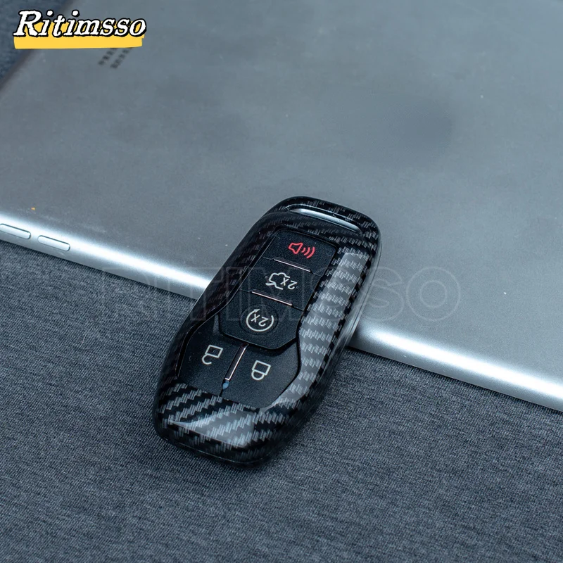 New Carbon ABS Car Key Case Fob Cover for Ford Fusion Mondeo Mustang F-150 Explorer Edge 2015 2016 2017 2018 Car Accessories