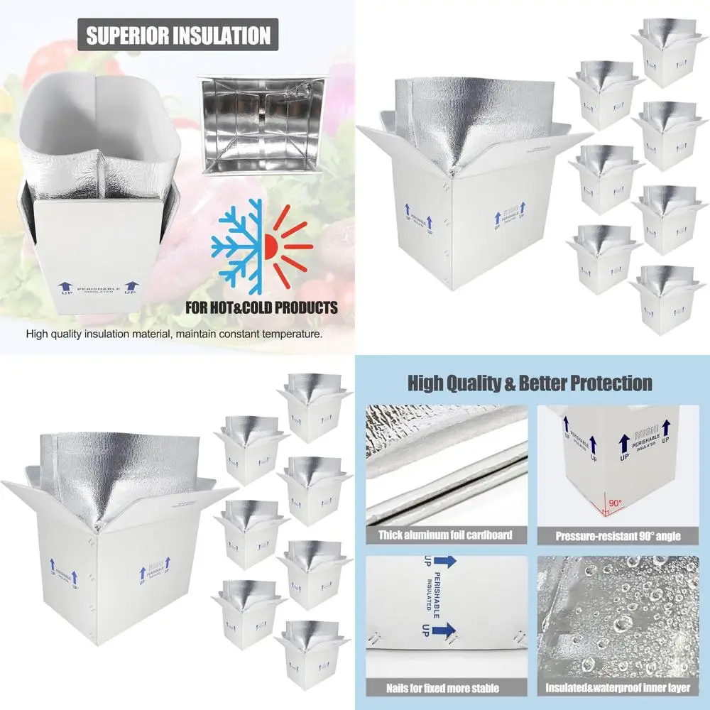 

15x10x11 Double Insulated Shipping Box with Reusable Oil Bag Liner for Perishable Food Delivery
