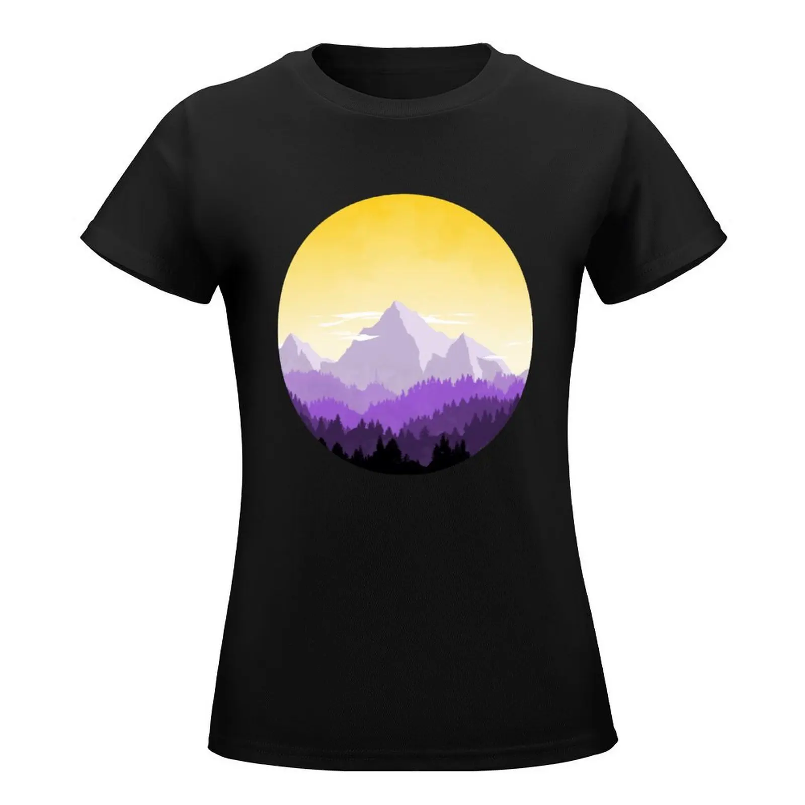 Enby Range Circle (Subtle Non-Binary Flag Landscape) T-Shirt oversized sublime tight shirts for Women