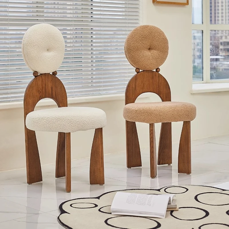 

Wabi Sabi Wind Dining Chair Nordic Simple Solid Wood Back Designer Earring Vintage Dressing