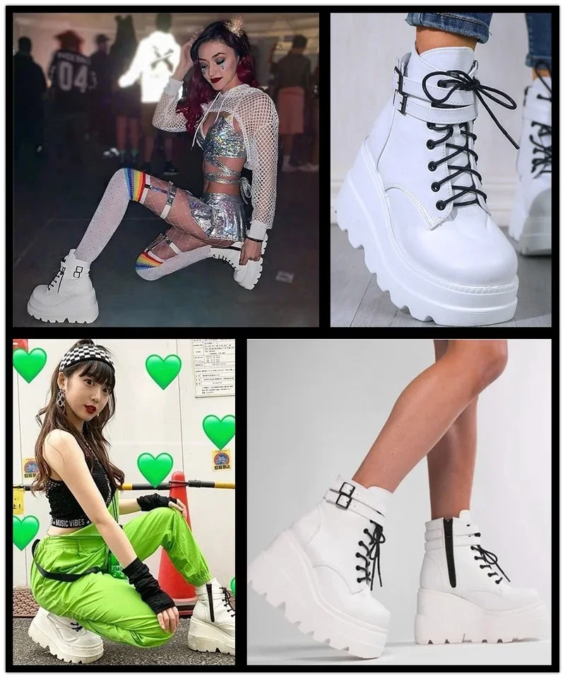 Brand Design 2023 Big Sizes 43 Platform High Heels Cosplay Fashionable Autumn Winter Wedges Shoes Ankle Boots Women Booties PU