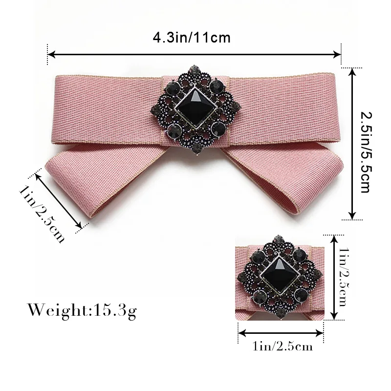 College Style Crystal Bow Tie Fashion Korean British Women's Men's Uniform Shirt Sweaters Collar Flowers Pins Handmade Jewelry