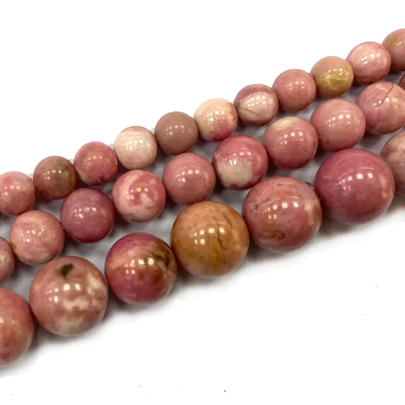 

Fine 100% Natural Round Gemstone Beads AAA Pink Rhodonite DIY Women Bracelet Necklac For Jewelry Making Charms 4/6/8/10MM 15''