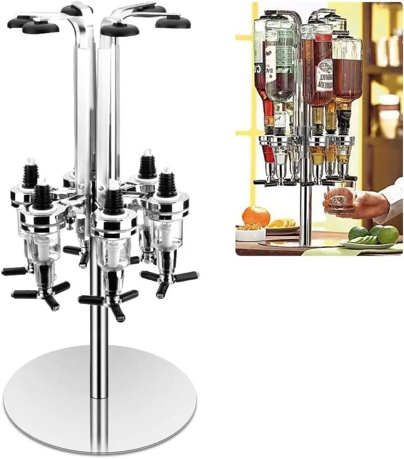 Wall-mounted metal alcohol dispenser 6 bottles rotating alcohol box beer bar housekeeper household beverage accessories