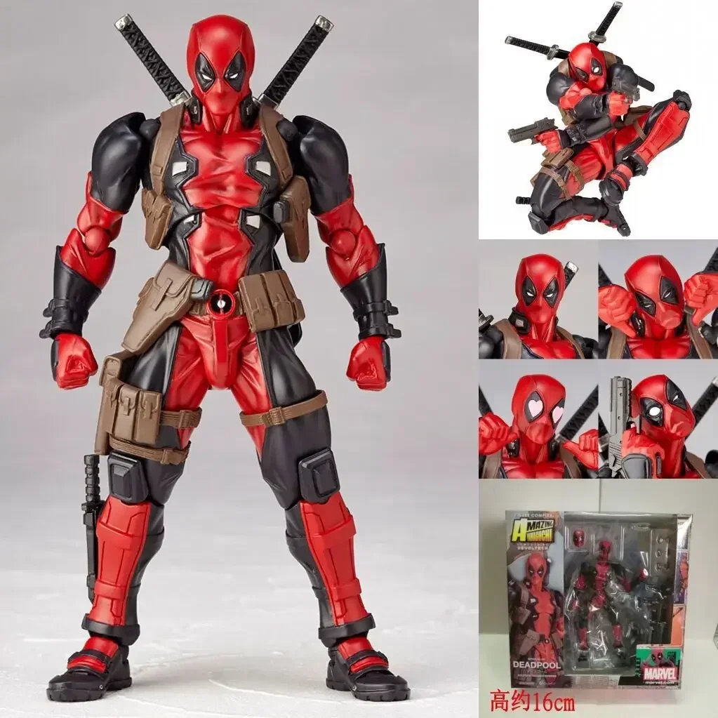 Revoltech Yamaguchi Deadpool & Wolverine Marvel Action Figure Marvel legends Joint mobile KAIYODO Movie Model for Kids Gift