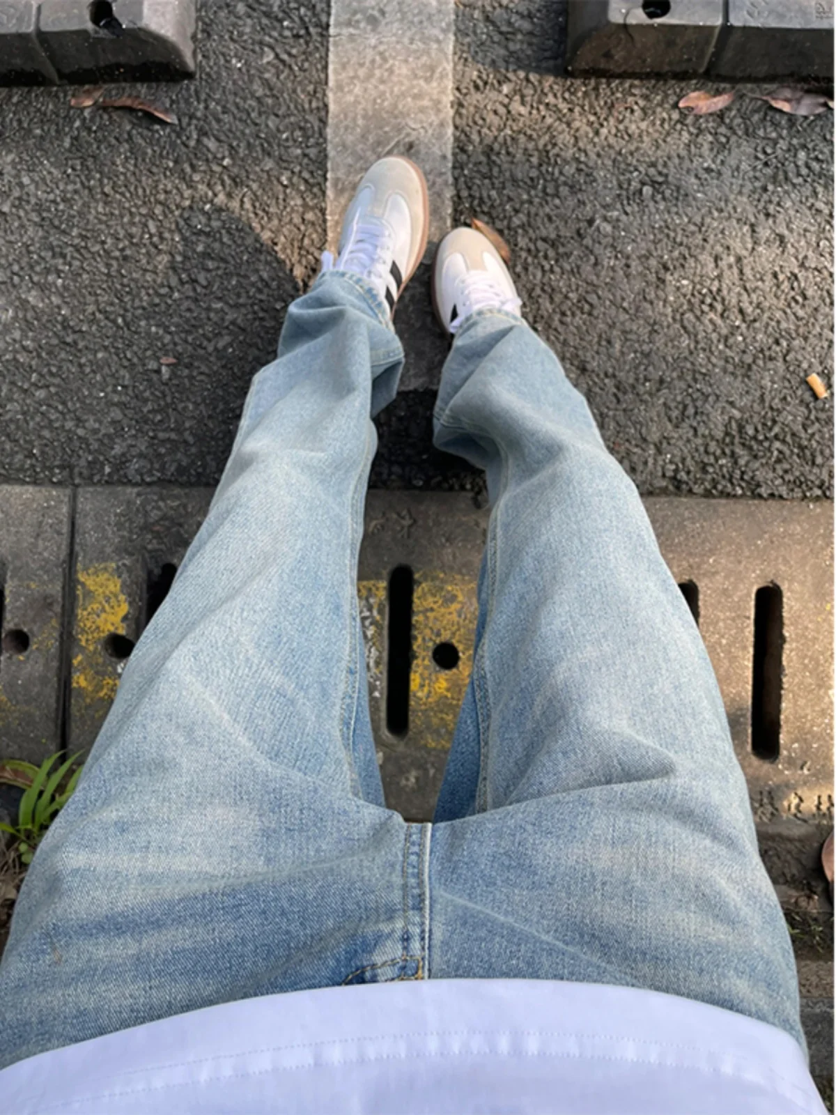 

Мужские джинсы прямого кроя с эластичной талией, летние, модные, молодежные, с высокой талией, длинные брюки, стильные повседневные джинсовые брюки