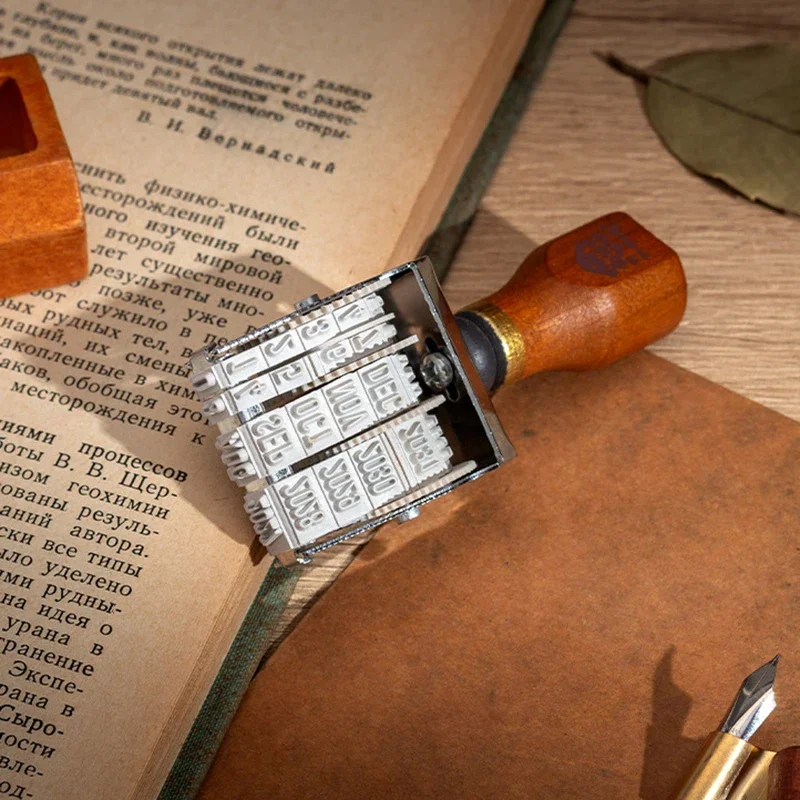แสตมป์วันที่วินเทจบัญชี DIY ปรับปีเดือนวัน Roller Stamp Cross-Border ปีแสตมป์