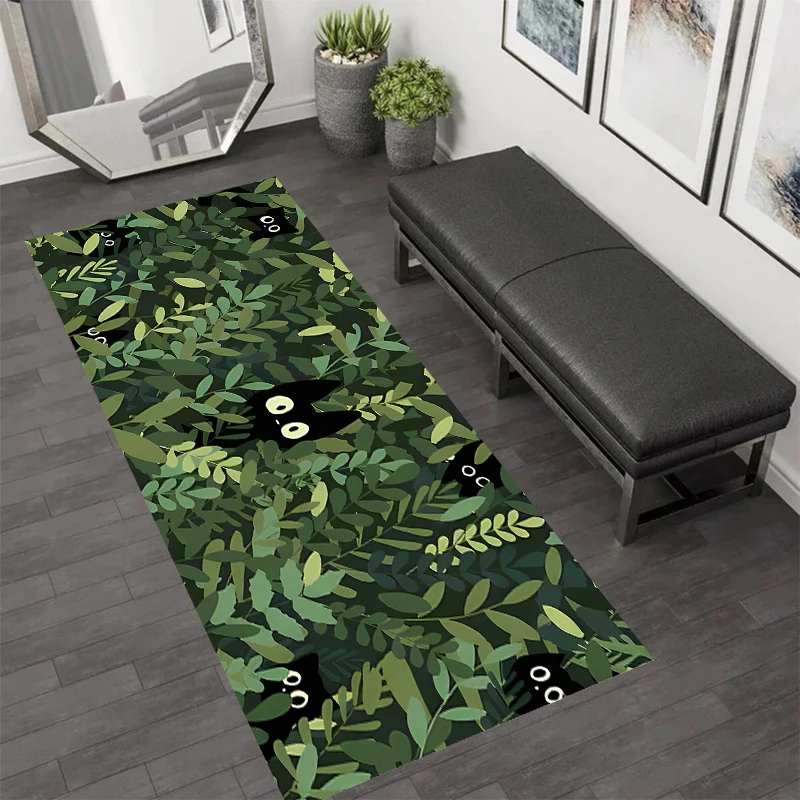 3D Window Optical Illusion Runner Rug Soft Non Slip Hallway Carpet Plants Print Home Decor Floor Protection Mat for Living Room