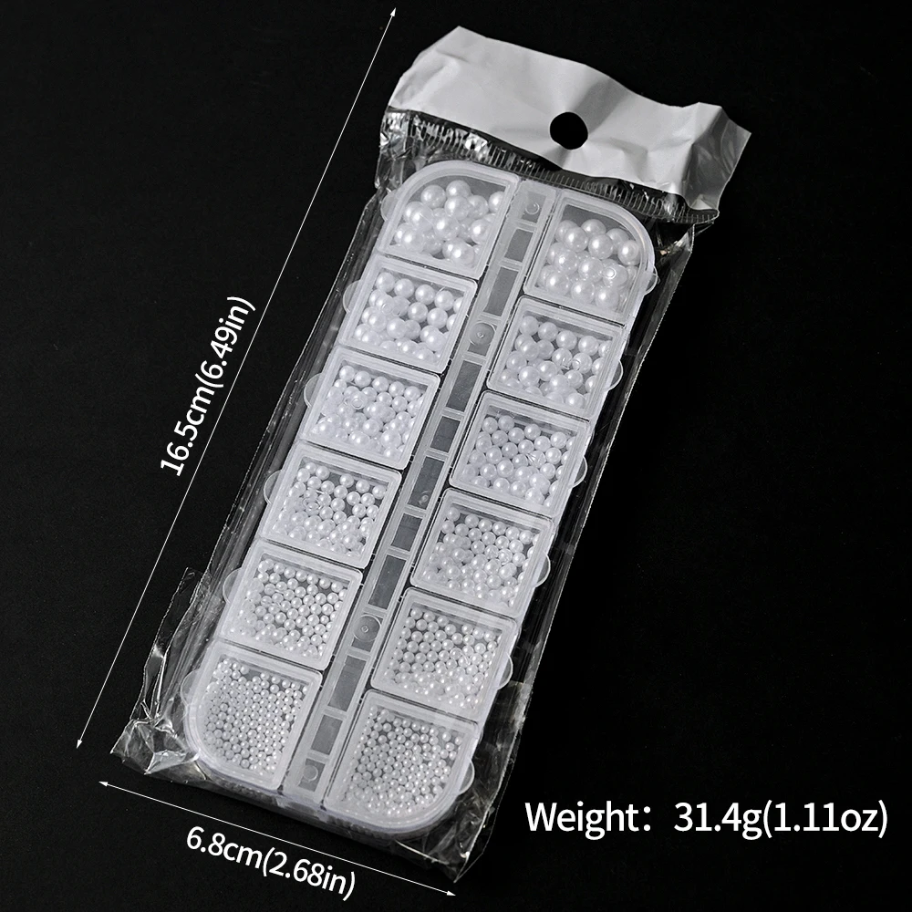 12-شبكة بيضاء مستديرة اللؤلؤ عيد الميلاد ثلاثية الأبعاد مسمار السحر 1.5/2/2.5/3/4/5 مللي متر اللؤلؤ الكرة مسمار حجر الراين اللؤلؤ الكافيار حبة عيد الميلاد مسمار ديسمبر