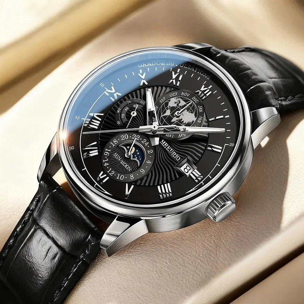 2025 Men Watch Fashion Top Luxury Sport Men's Wristwatch Waterproof Luminous Leather Date Quartz Watches Man Clock