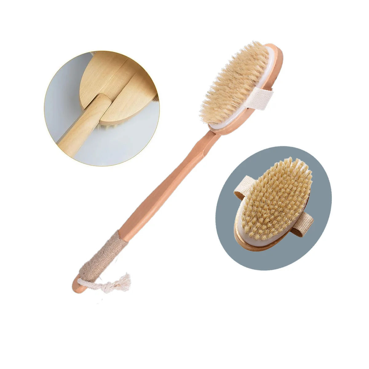 فرشاة الجسم بالفرشاة الجافة - مجموعة فرش جافة ذات شعيرات طبيعية مع فرشاة خشبية طويلة المقبض للتصريف اللمفاوي والتقشير #1