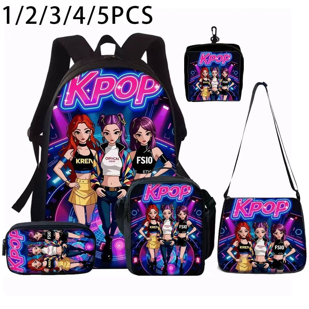 1-5pcs K-POP Group Print Backpack Set Lightweight Daily Large Capacity School Bag with Shoulder Bags Pencil Bags Perfect Gift