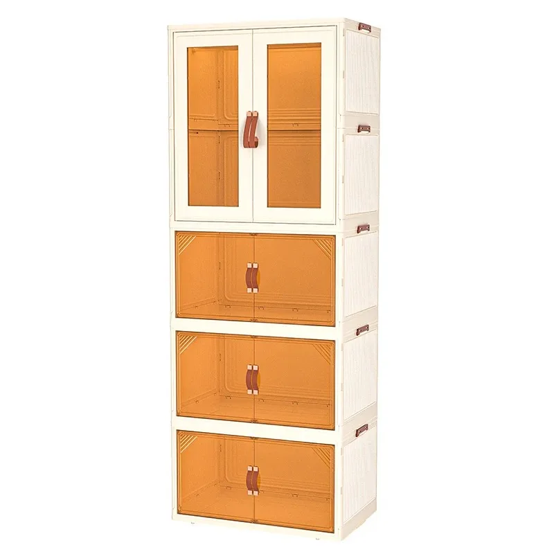 

Folding Storage Cabinet For Clothes, Wardrobes, Household Snacks, Plastic Organizer Bin Baby Living Room Floor-Standing Cabinet﻿