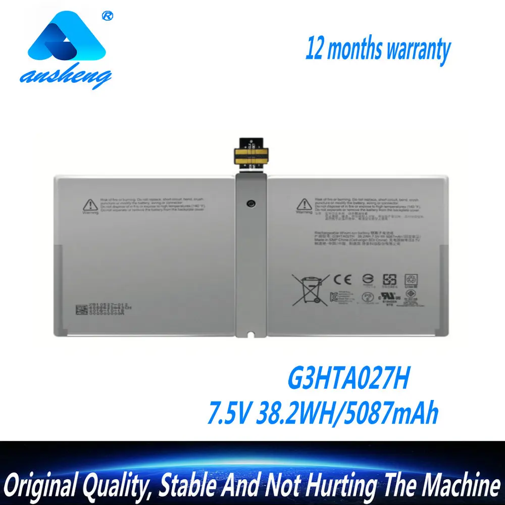 

NEW G3HTA027H DYNR01 Laptop Battery For Microsoft Surface Pro 4 1724 12.3" Tablet 7.5V 38.2WH/5087mAh