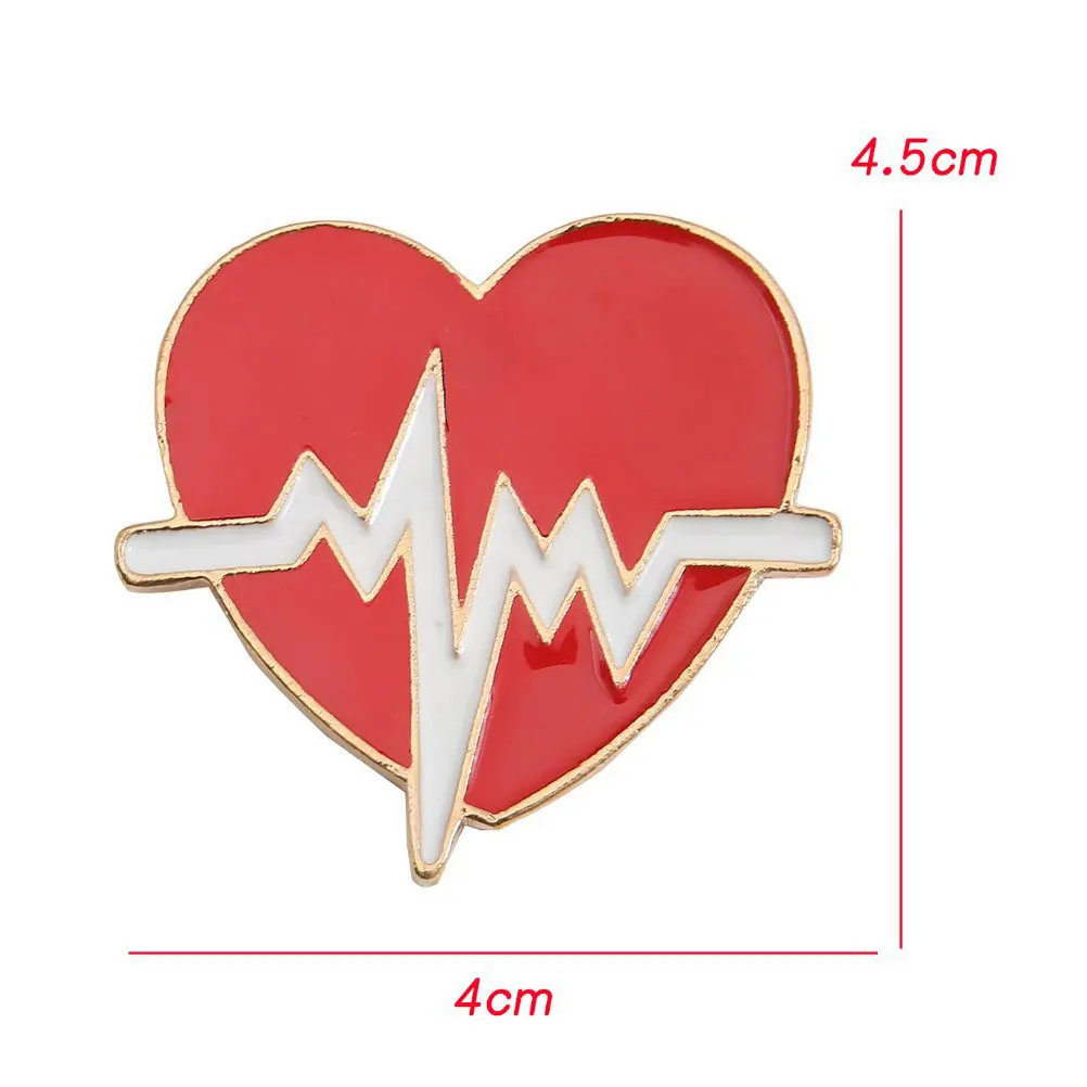 2Pcs Heart Electrocardiogram Brooch Pin Lightweight Smooth Edges for Doctors Nurses Healthcare Professionals Gift