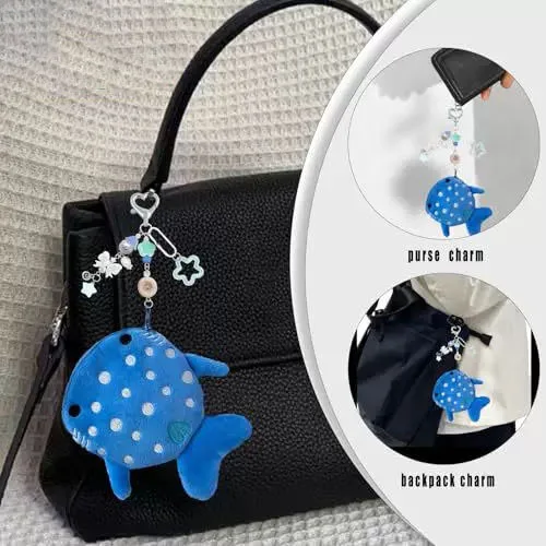 Carteira de Moedas de Pelúcia Portátil com Design de Tubarão-Baleia Fofo de Desenho Animado, Bolsa Organizadora de Moedas, Chaves e Fones de Ouvido com Zíper