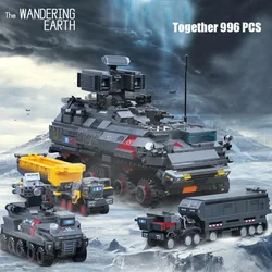 Wandering Earth Model Building Blocks MOC Boxtype Troop Carrier Engineering Vehicle Soldier Armored Vehicle Toys for Kid Gifts