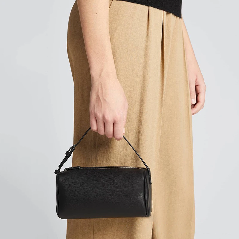 

Women Handbag Fashion First Layer Cowhide Pen Holder Bag All-match High-Grade Cylindrical Bag Women Casual Underarm Shoulder Bag