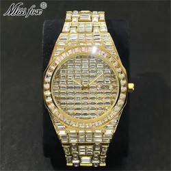 MISSFOX-Relógios Quartz de luxo para homens, data automática, moda Hip Hop, diamante gelado completo, relógio de pulso impermeável, 2023