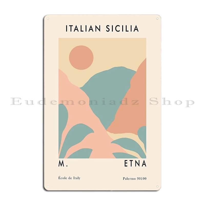 Italian Sicilia Poster Metal Plaque Poster Garage Character Classic Poster Bar Tin Sign Poster