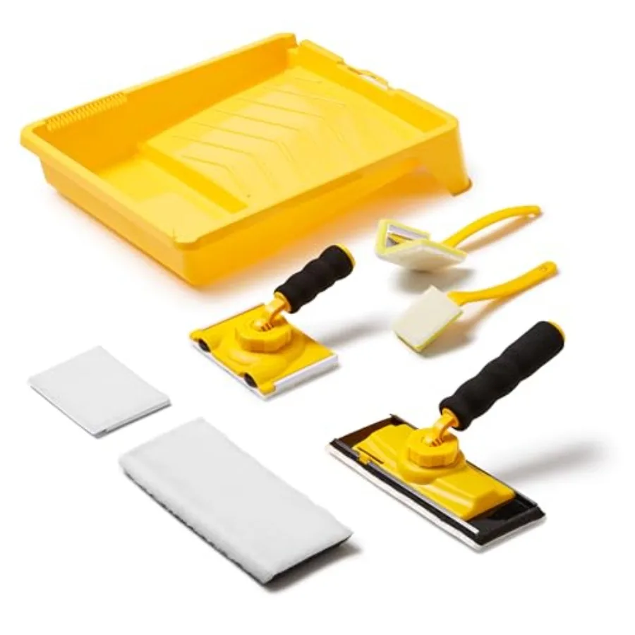 9 Inch Paint Edger Tool Kit with 7 PCS Paint Pad Set for Precision Painting Includes Trim and TouchUp Pads Corner Wall and Ceil