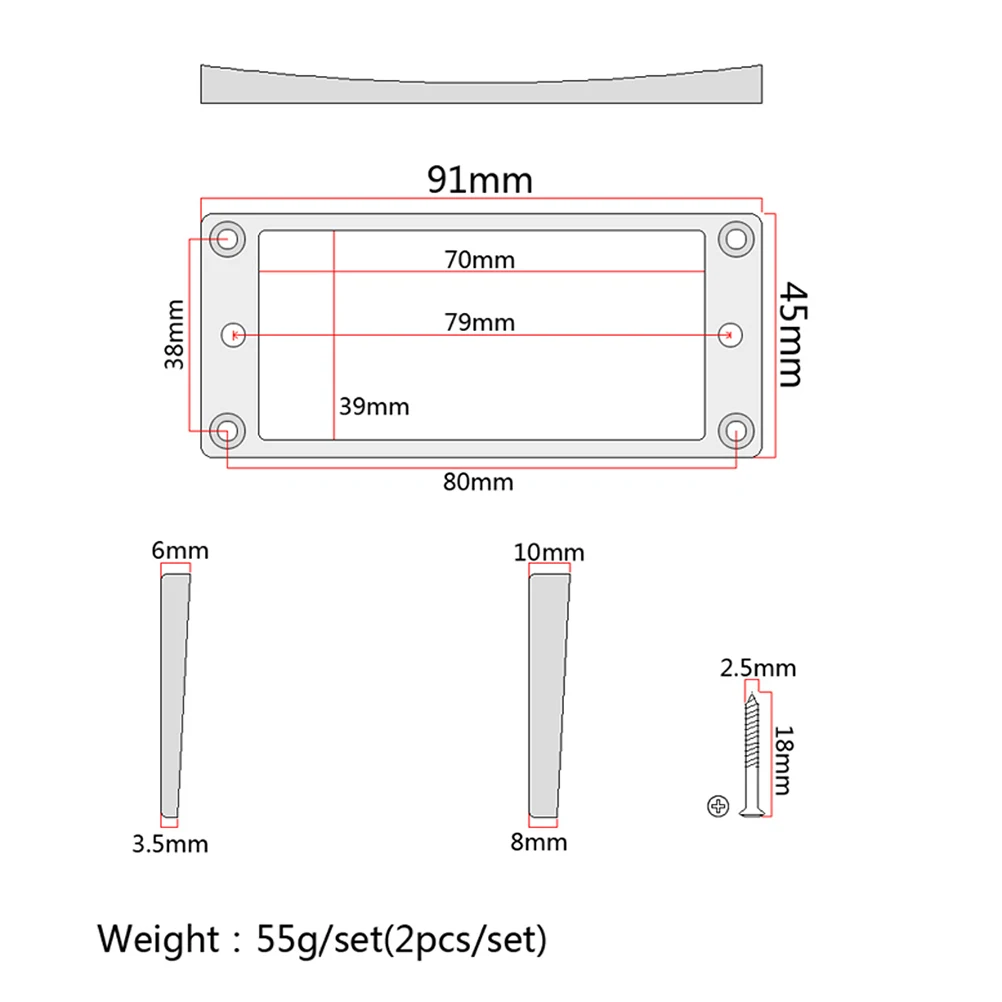 2pcs Metal Electric Ring Accessories Pickup Humbucker Flat Base Mounting Ring Frame Musical Instrument Accessory Zinc Alloy