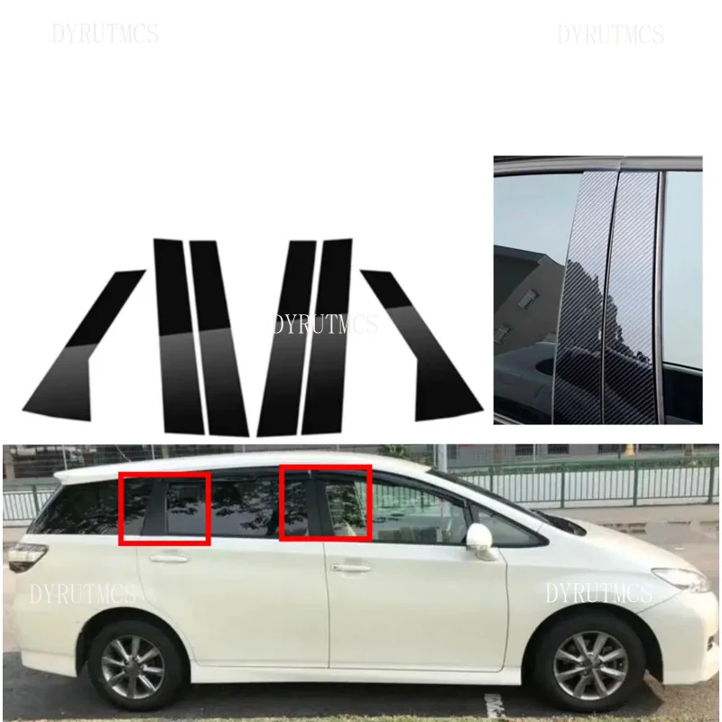 

Подходит для Toyota Wish AE20 2009-2017, глянцевая черная, серебристая карбоновая стойка, дверная оконная колонна, BC, накладка, наклейка, крышка