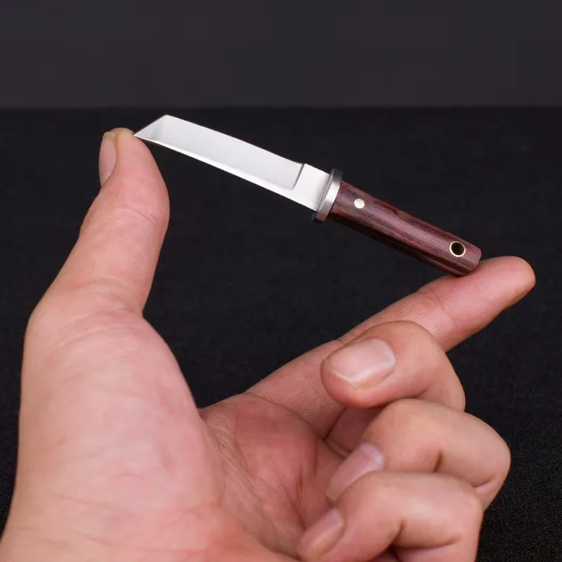 

Mini Straight Knife Unpacking Colorful Wood Sharp Mini Portable Keychain Pendant