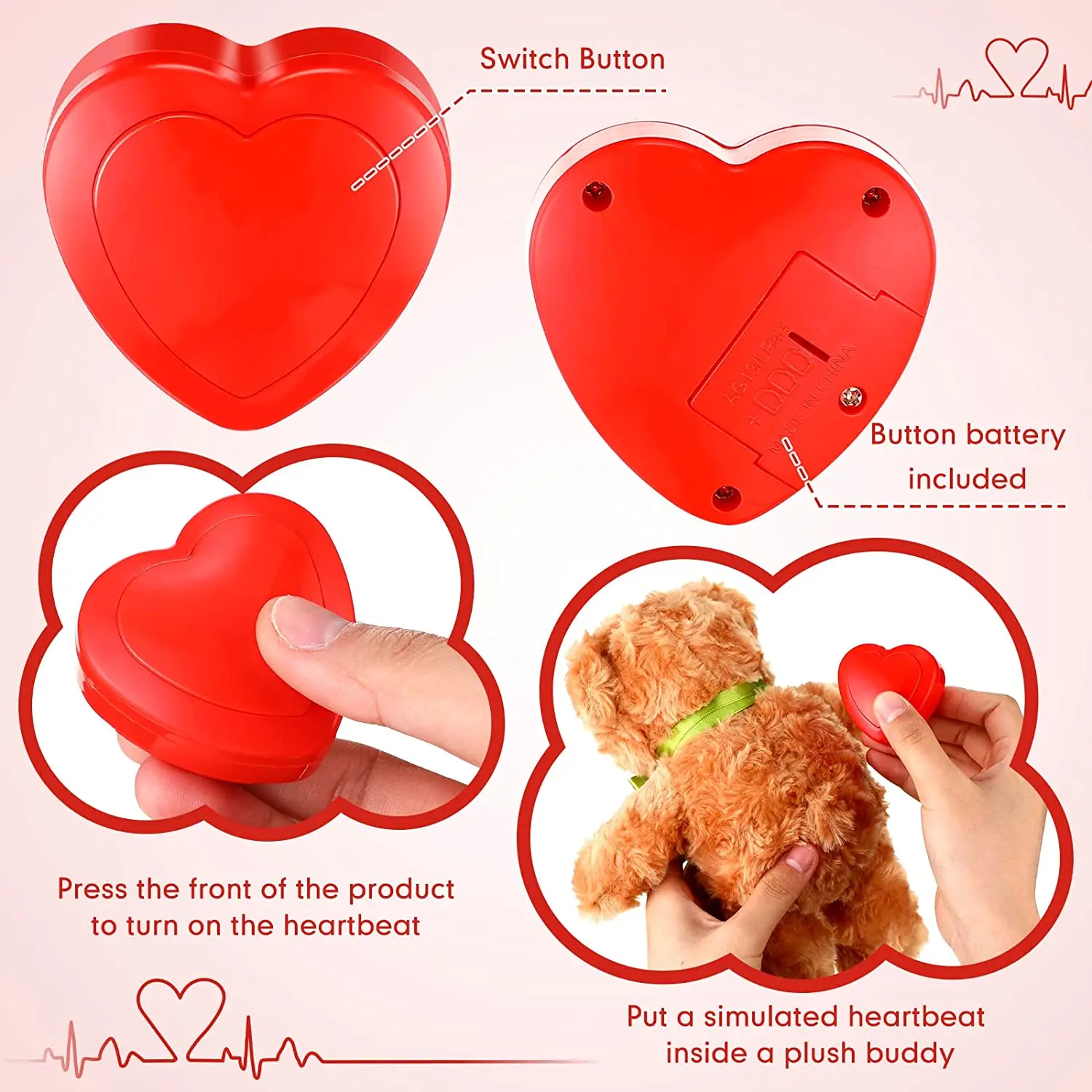 Heartbeat Simulator For Plush Toys Heart Beat Box Pulsing Device Stuffed Doll Accessories Stress Relief Sleep Aids for Baby Pets