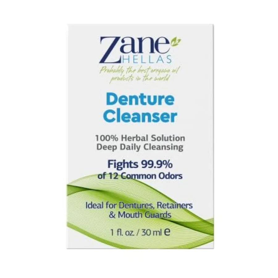 Hellas Denture Cleaner. Oregano Oil Power. Ideal for Dentures, Retainers, Braces, Mouth Guards. Helps Remove Plaque, Tartar, St