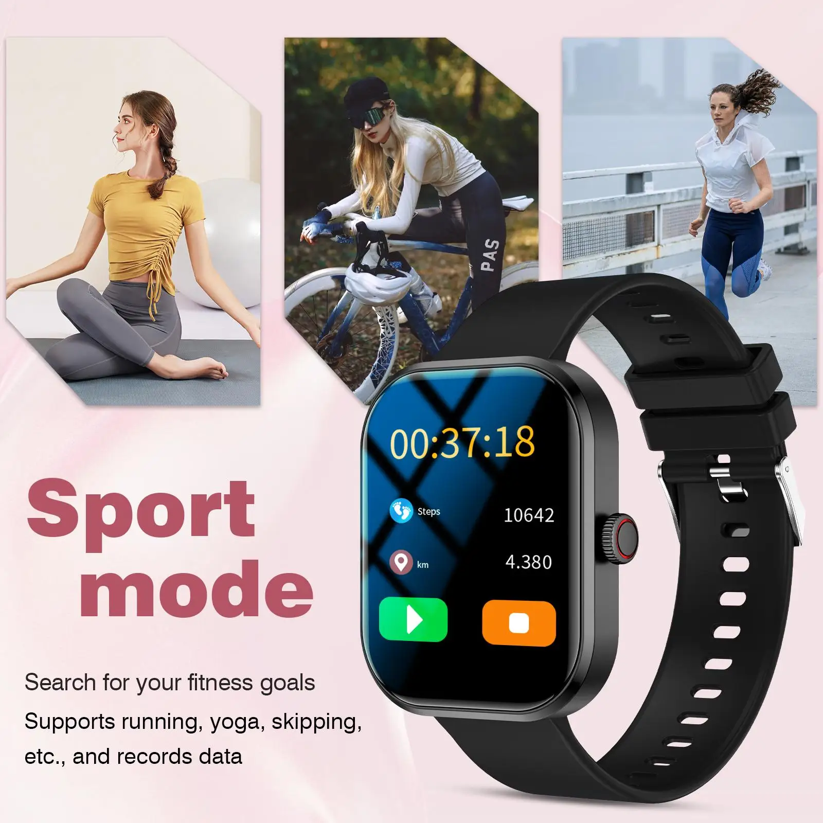 2026 New Smart Watch HD Touchscreen - Wireless Calling, Camera & Music Control, Multi-Sport Modes, Alarm/Call-SMS Alert, Custom