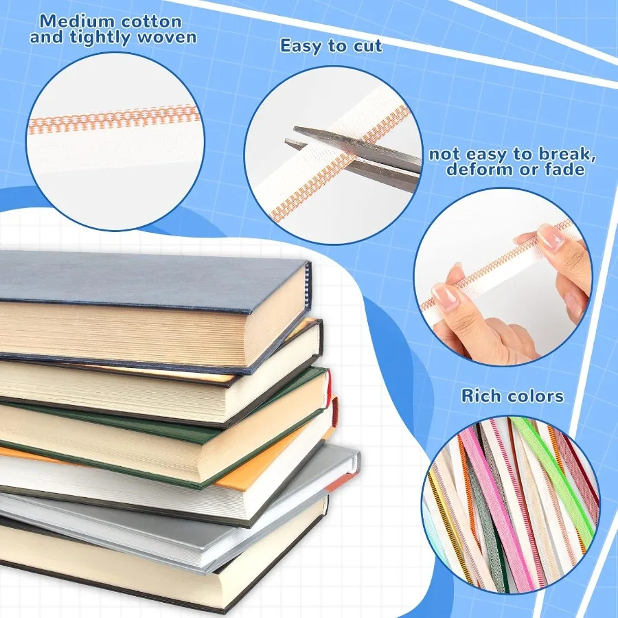 24 Pieces Bookbinding Endbands 12 Ih 24 Colo Cotton Binding Kit for Decor