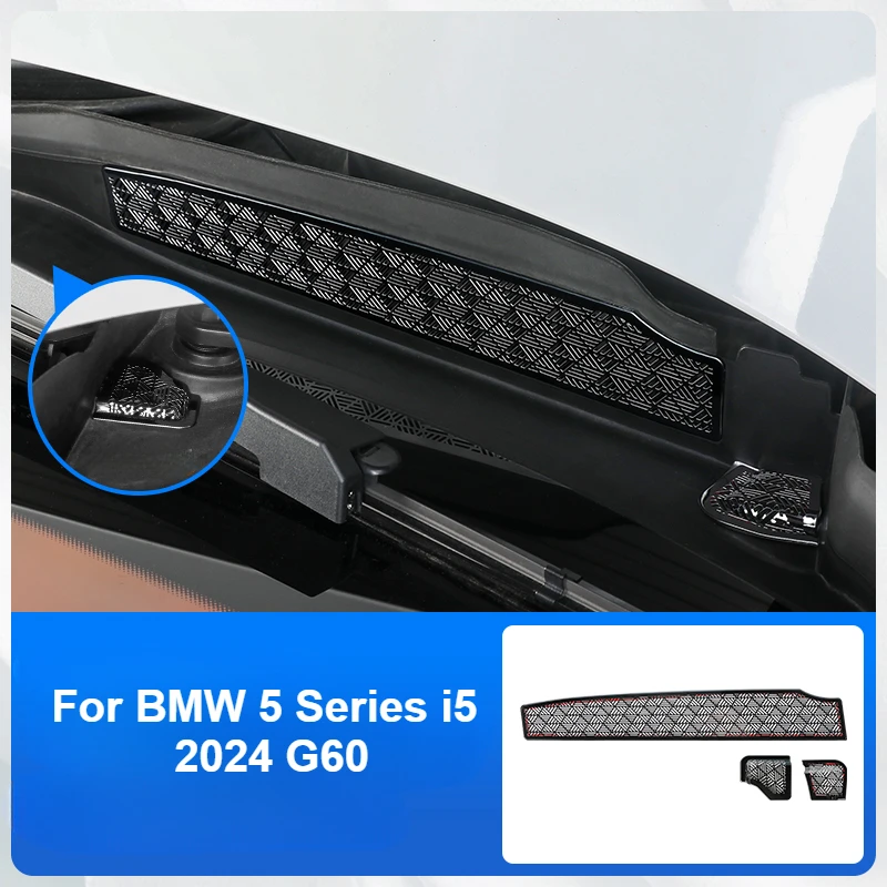 For BMW 5 Series i5 2024 G60 Engine Compartment Dust Cover Stainless Steel Carbin Air Outlet Grill Covers Insect-proof Net