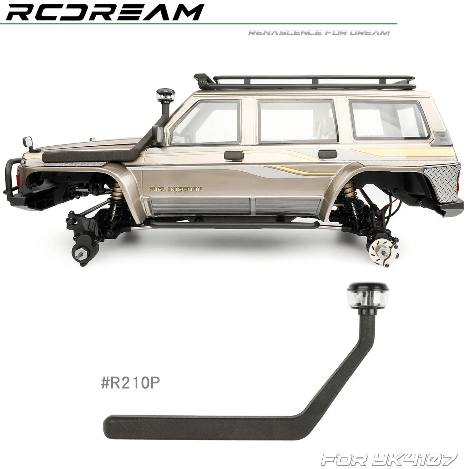RCDream Snorkel with Sand Cup Air Intake Pipe / Front Hood Rearview Mirror / Window Rain Guard deflector for YK4107 Patrol Y61