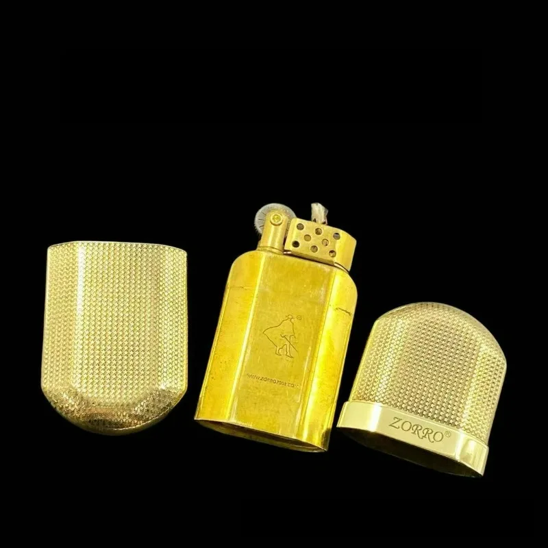 ZORRO Brass Handmade Carving Mini Ultra-thin Windproof Kerosine Lighter Grinding Wheel Metal Outdoor Waterproof Portable Lighter - Image 3