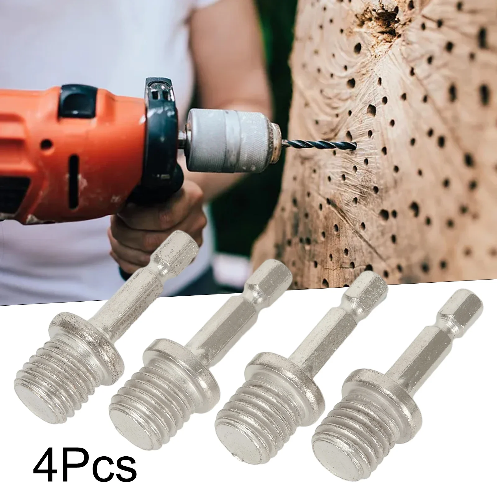 4pcs 1/4\" Hexagon Connecting Rod Adapter Drill Chuck M14 Polishing Disc Sanding Pad Screwdriver Electric Drill Connecting Rod