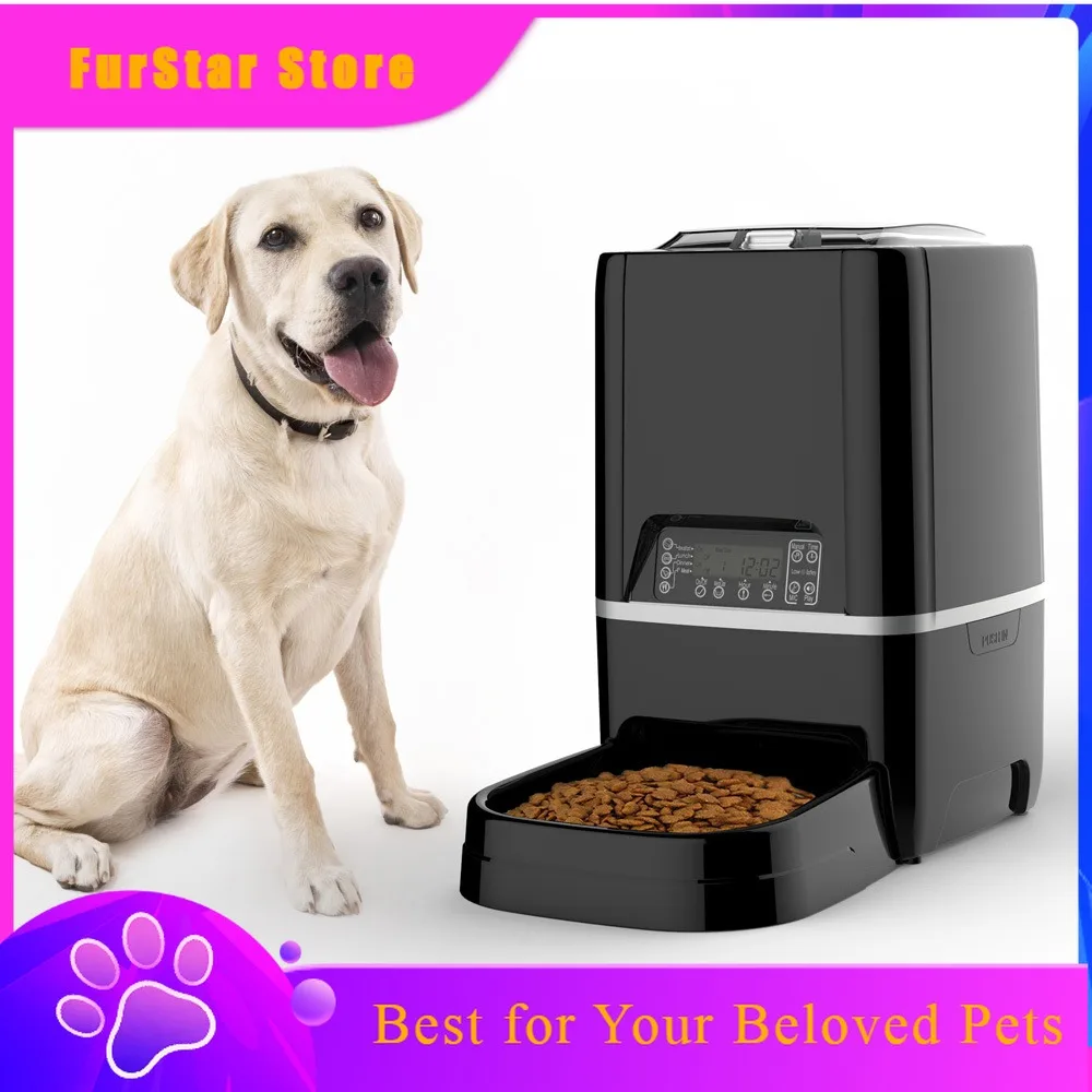 FurStarEco-Friendly 6L Rectangle Charge Automatic Dog & Cat Feeder With LCD Display