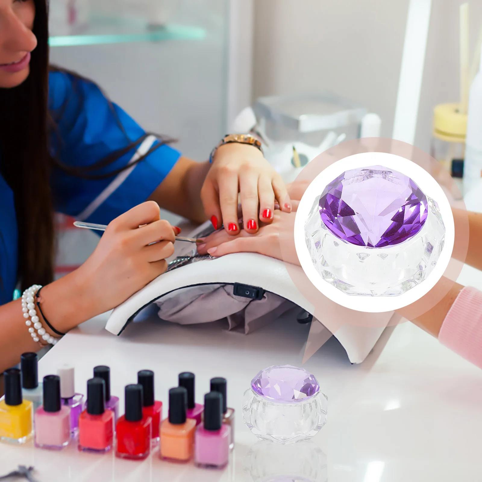 Tasse en verre de cristal pour Nail Art, bol de mélange de liquide décoratif, conception transparente, Base Stable pour poudre de vernis à ongles