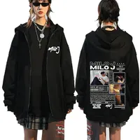 Rapero Milo J 111 álbum Merch cremallera sudaderas con capucha hombres mujeres ropa Vintage Hip Hop cremallera sudaderas con capucha Casual chaquetas sueltas