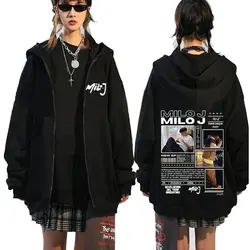 Rapper Milo J 111 Album Merch Zipper Hoodies Men's Women Clothing Vintage Hip Hop Zip Up Hooded Sweatshirts Casual Loose Jackets