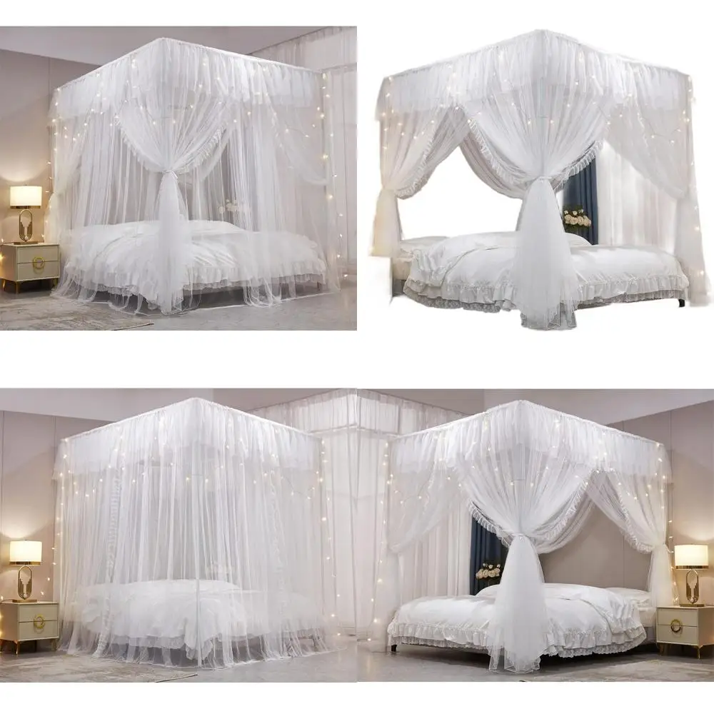 

Двухслойная уютная штора с москитной сеткой для кровати размера Queen, белая, 64 Ш x 82 Д x 82 В (дюймы)