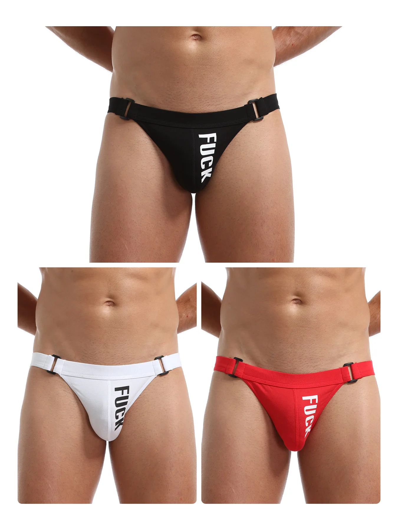 

3PCS Men's Sexy Underwear Set High Quality Cotton Low Waist Briefs Thong Jockstrap Gay Men's Thongs And G-Strings Discount