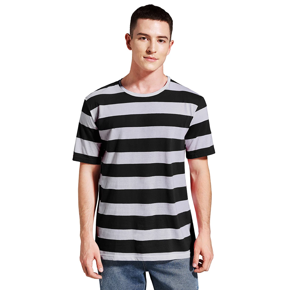 

Men Striped T-Shirt Stripes Top Tees Male Fashion Short Sleeve Shirts Costume Cosplay Party Blue Red White Black Yellow T Shirt