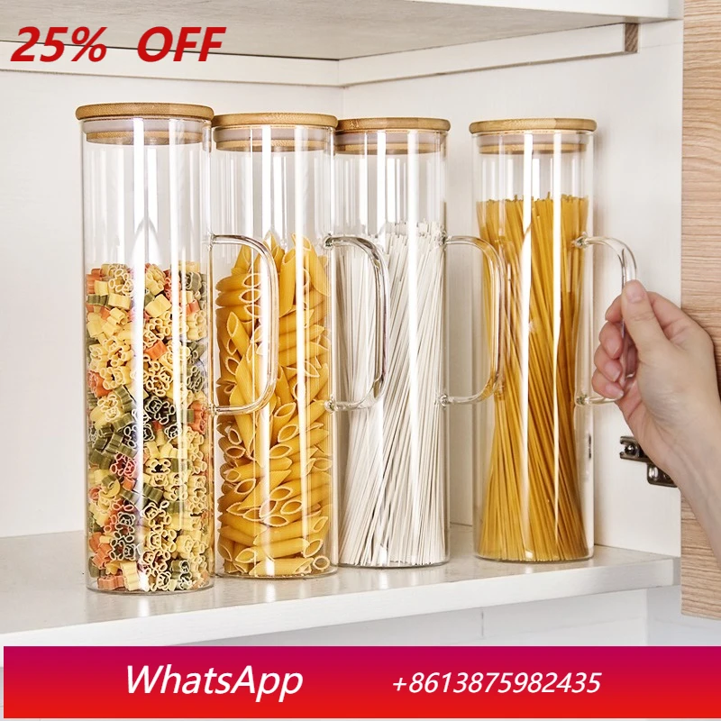 

LTT Household Kitchen Sealed Noodle Box Glass with Lid Moisture-proof Grain Food Storage Tank