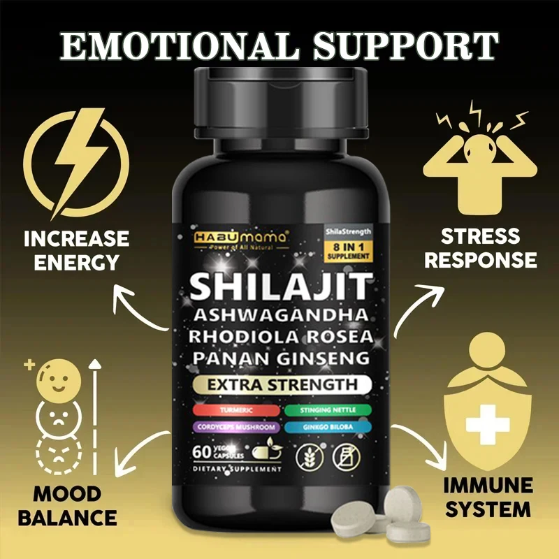 

100% High Purity Shilajit Mineral Supplements, Eight natural ingredients, Ashwagandha,Ginseng, Turmeric